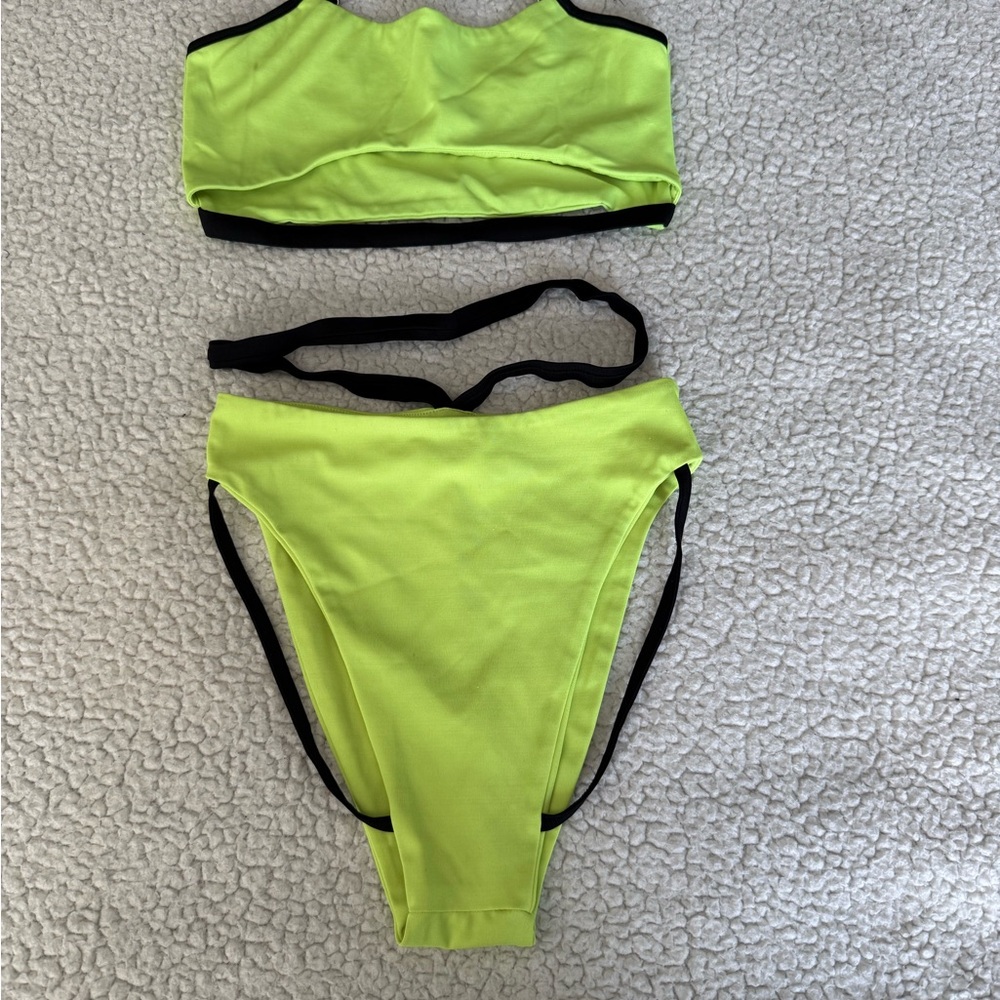 Mars The Label Neon Green Bikini with Black Straps